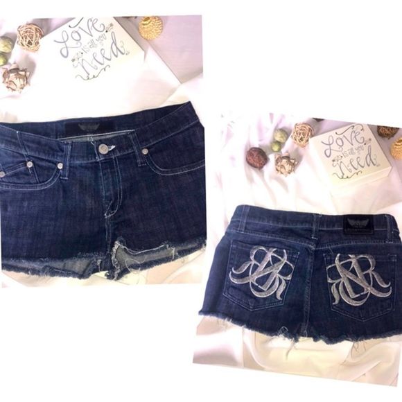 Rock & Republic dark blue demin jean short Shorts Size 27‎ women’s flayed * - Picture 3 of 8